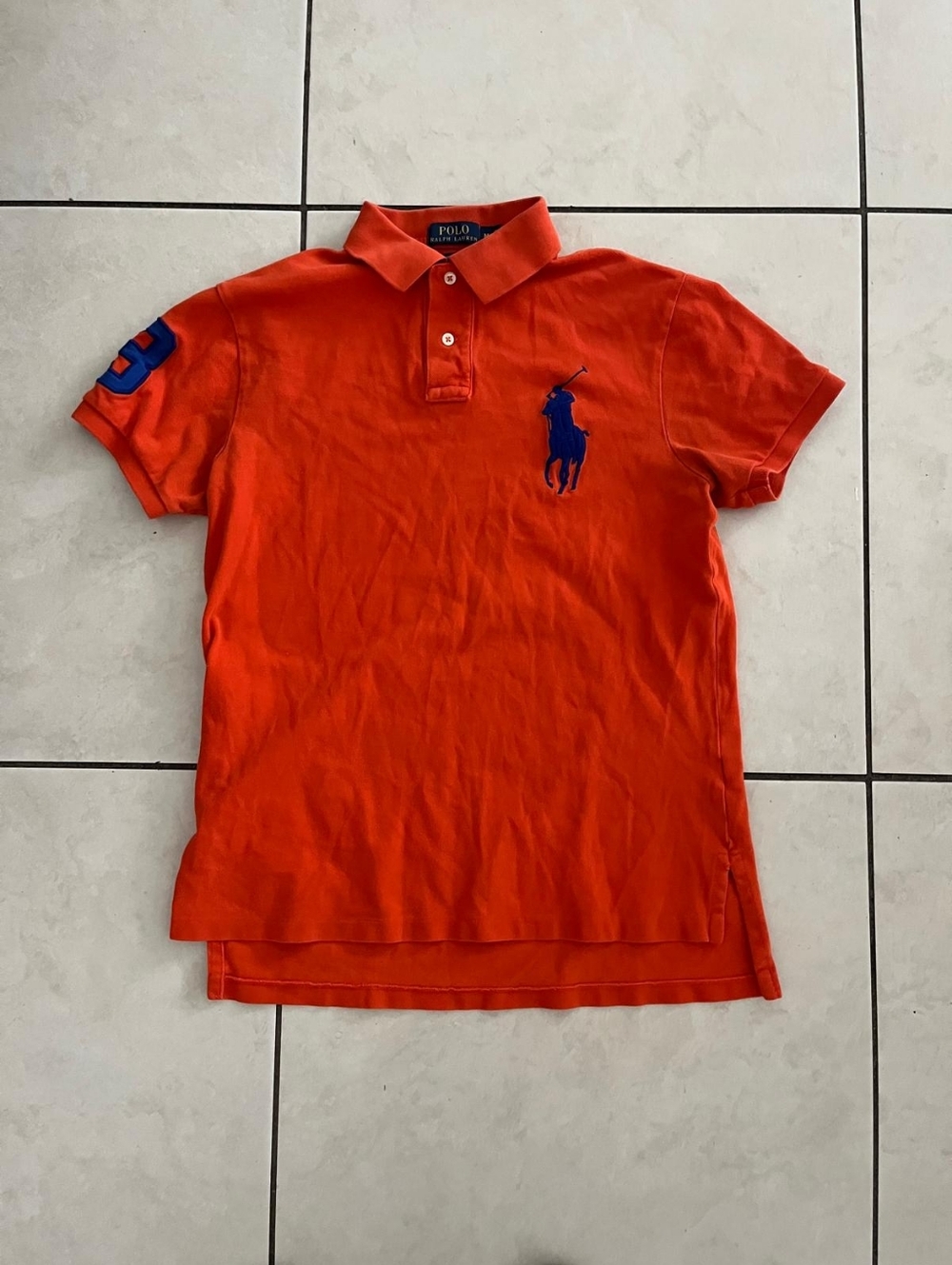 Ralph Lauren Orange Polo Shirt with White Buttons,Used